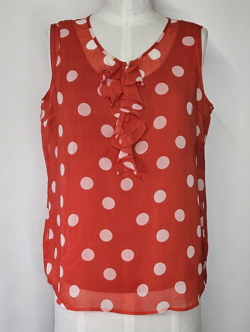 Susan Graver Size M Blouse Two-Piece Layered Set Minnie Mouse Tank Retro Ruffle